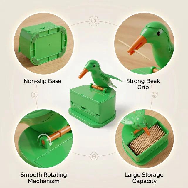 Bird Shape Toothpick Dispenser – Hygienic & Decorative Kitchen Accessory
