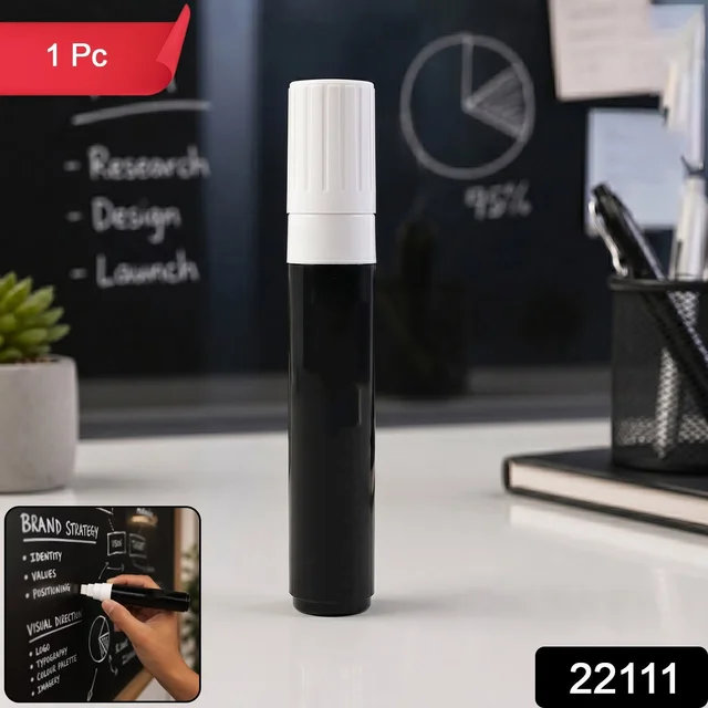 Black Chalk Marker Pen – Liquid Erasable for Chalkboard & Glass