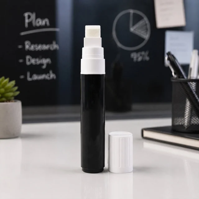 Black Chalk Marker Pen – Liquid Erasable for Chalkboard & Glass