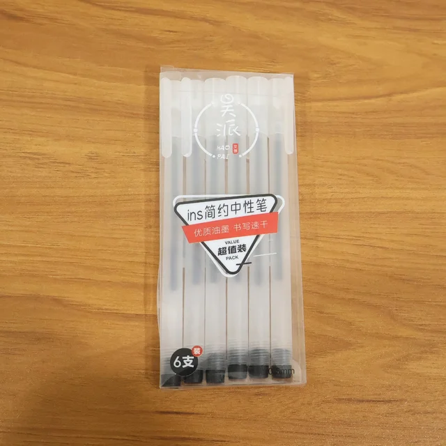 Black Gel Pens Set of 6 – Transparent, Smooth Writing