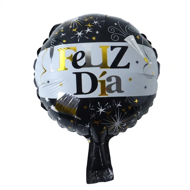 Black Gold 'Feliz Dia' Foil Balloon – Bright Party Decor for Celebrations