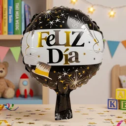 Black Gold 'Feliz Dia' Foil Balloon – Bright Party Decor for Celebrations