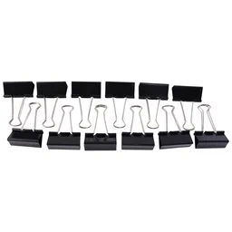 Black Metal Binder Clips 19mm – Strong 12-Piece Set