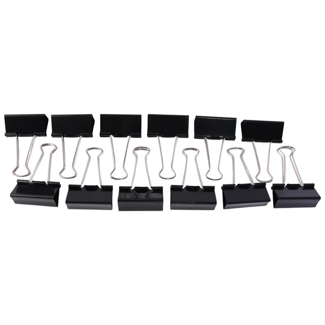 Black Metal Binder Clips 19mm – Strong 12-Piece Set