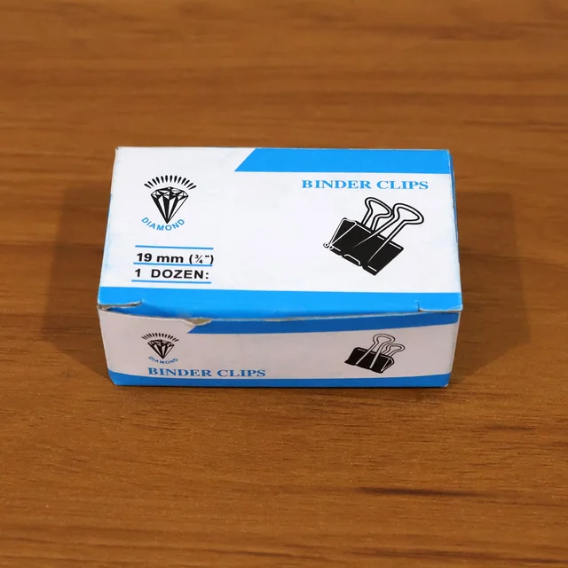 Black Metal Binder Clips 19mm – Strong 12-Piece Set