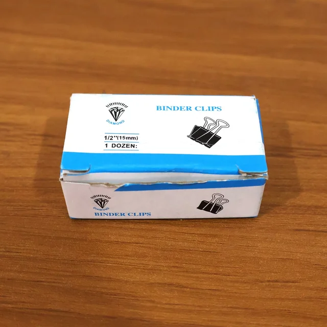 Black Metal Binder Clips – Strong 15mm Paper Holders, 12-Pack