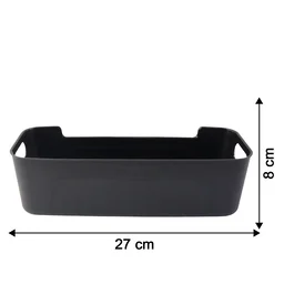 Black Plastic Storage Basket Tray – 4-Piece Stackable Organizer
