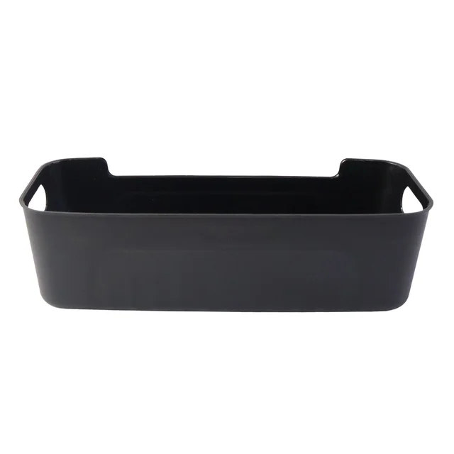 Black Plastic Storage Basket Tray – 4-Piece Stackable Organizer