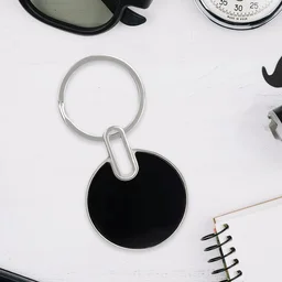 Black Round Metal Keychain – Durable Minimalist Key Organizer
