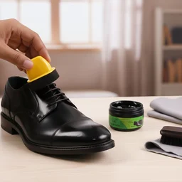 Black Shoe Polish Cream – Built-in Sponge for Easy Application