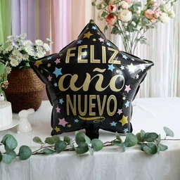 Black Star Feliz Ano Nuevo Foil Balloon – Bright Festive Decor