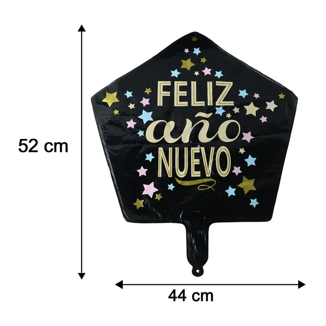 Black Star Feliz Ano Nuevo Foil Balloon – Bright Festive Decor