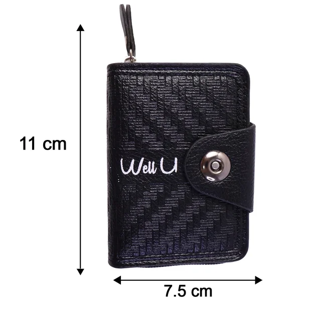 Black Zip-Around Card Holder Wallet – Secure Multi-Card Organizer