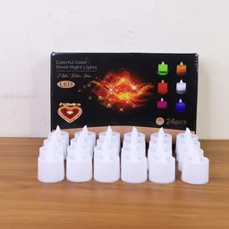 Blue LED Tea Light Candles – 24 Pc Flameless Decorative Lights