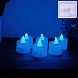 Blue LED Tea Light Candles – Safe Flameless Set of 6