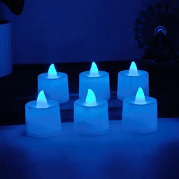 Blue LED Tea Light Candles – Safe Flameless Set of 6