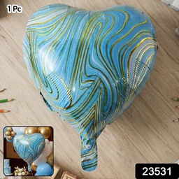 Blue Marble Heart Foil Balloon – Bright & Festive Party Decor