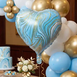 Blue Marble Heart Foil Balloon – Bright & Festive Party Decor