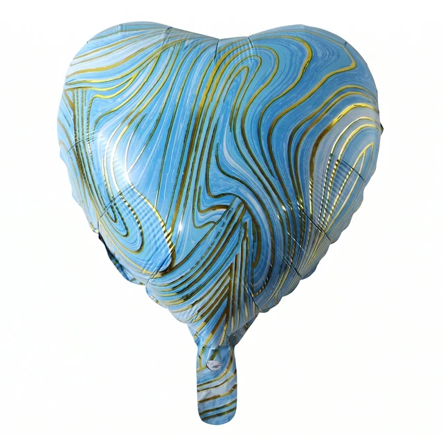 Blue Marble Heart Foil Balloon – Bright & Festive Party Decor