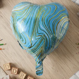 Blue Marble Heart Foil Balloon – Bright & Festive Party Decor