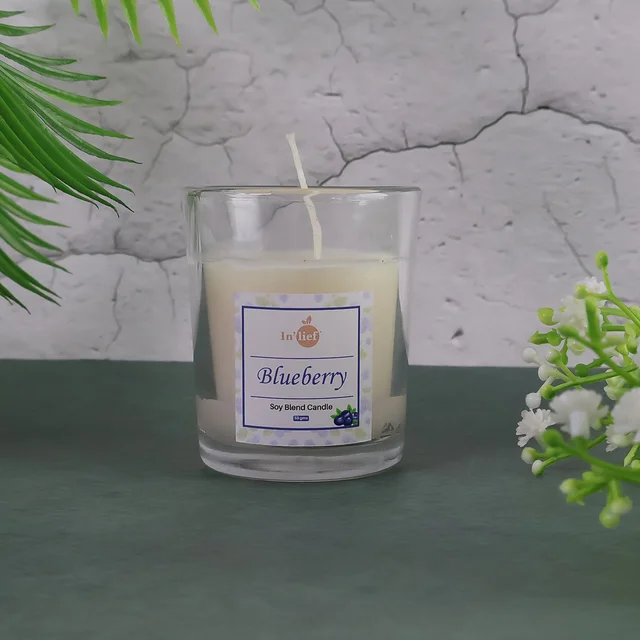 Blueberry Scented Candle – Soy-Blend Votive in Glass, 50gm