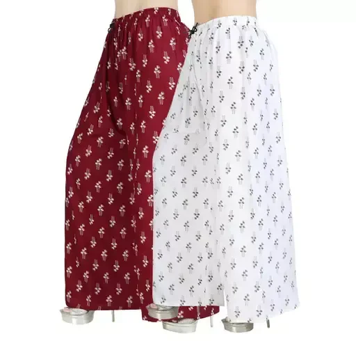 Palazzo pants With Skin Print Bottom Wear For Women & Girls Rayon 140 Gsm Trending Colour White Black Maroon Navy Blue Red Grey Pack Of 2 Mo - 40