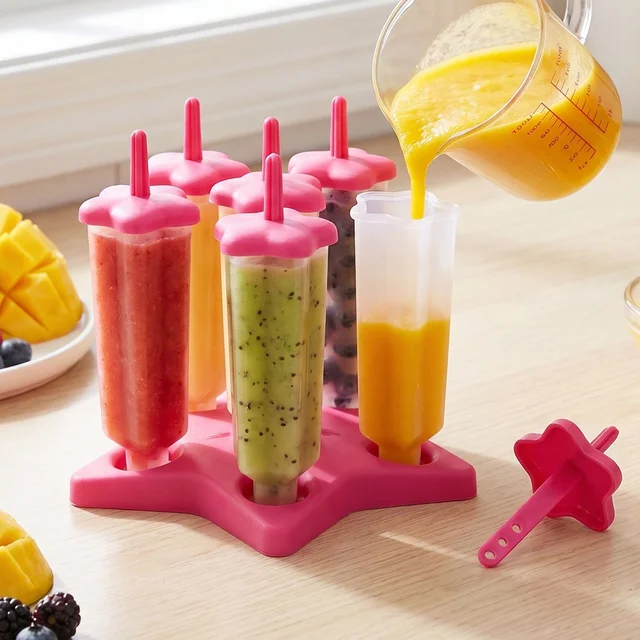 BPA-Free Plastic Ice Cream Molds – Set of 6 with Lids & Handles