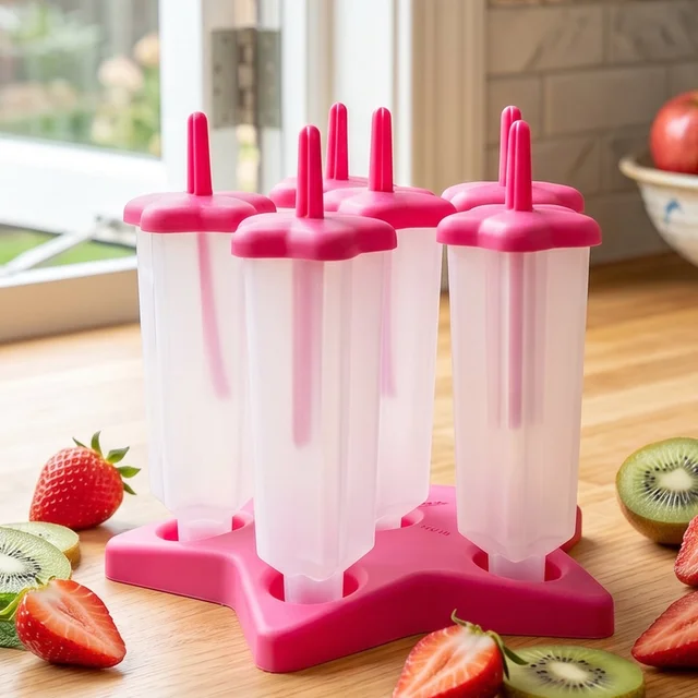 BPA-Free Plastic Ice Cream Molds – Set of 6 with Lids & Handles