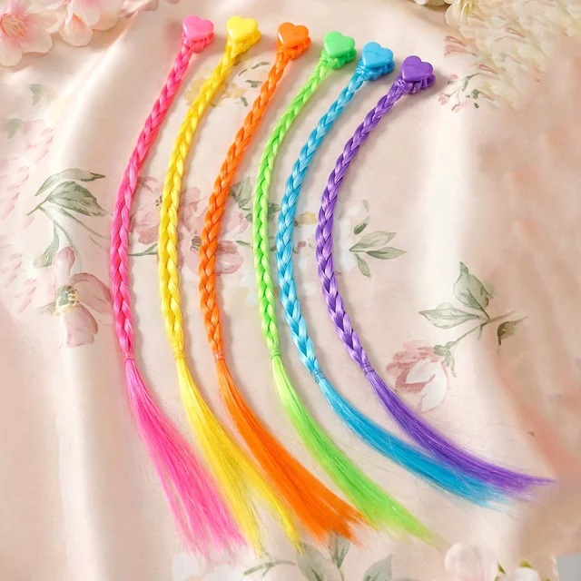 Braided Hair Extension Streaks – Colourful Clip-In Set for Kids