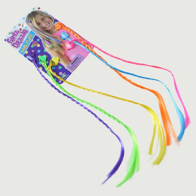 Braided Hair Extension Streaks – Colourful Clip-In Set for Kids