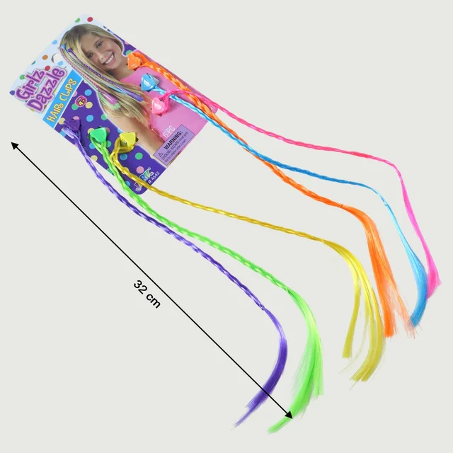Braided Hair Extension Streaks – Colourful Clip-In Set for Kids