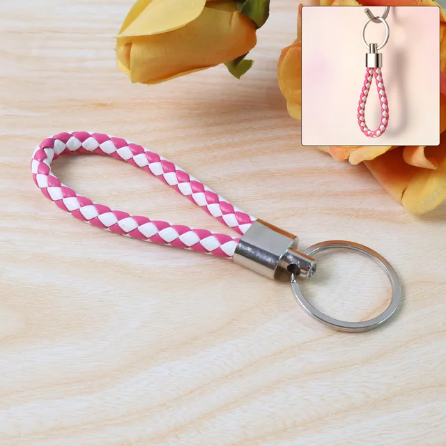 Braided Leather Keychain – Durable Metal Ring & Stylish Hand Strap
