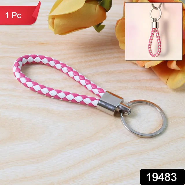 Braided Leather Keychain – Durable Metal Ring & Stylish Hand Strap
