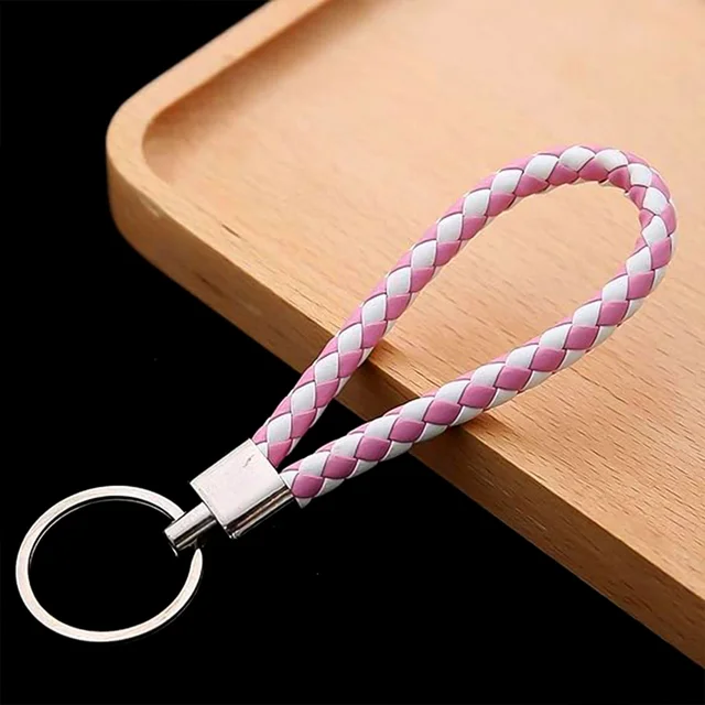 Braided Leather Keychain – Durable Metal Ring & Stylish Hand Strap