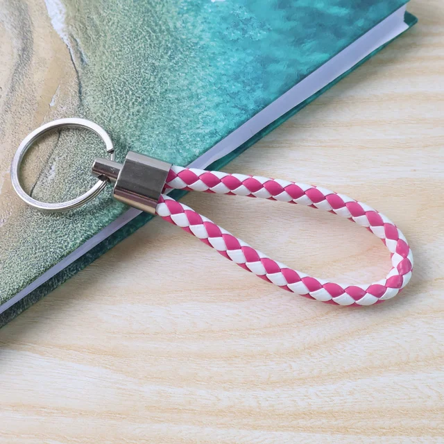 Braided Leather Keychain – Durable Metal Ring & Stylish Hand Strap
