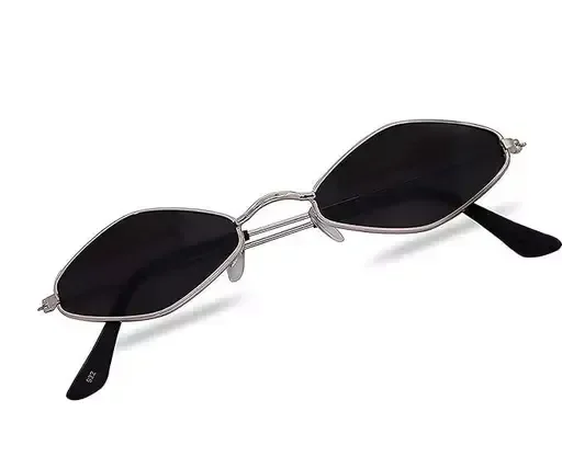 Minelookers Black Diamond Cut Cateye Silver Metal Sunglasses, Goggles For Women's- UV Protection, Pack of 1 Mo