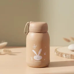 Bunny Print Glass Water Bottle – 330ML Leak-Resistant