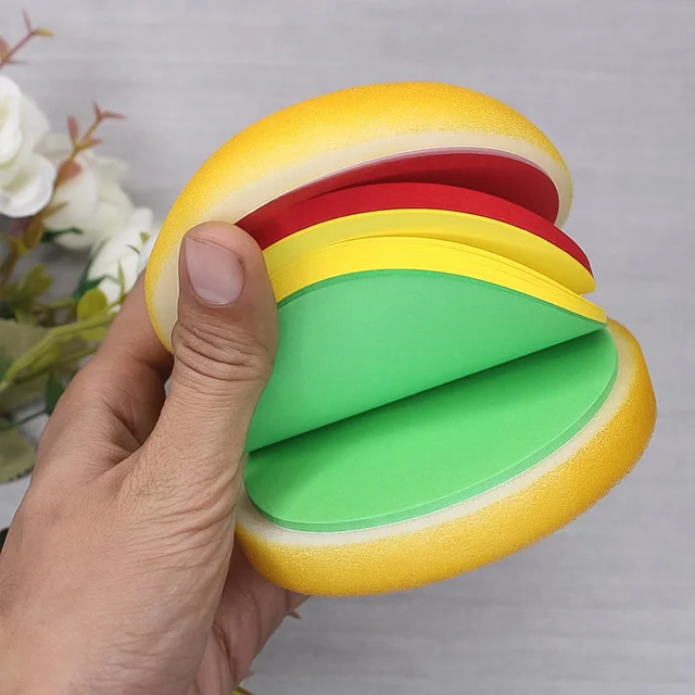 Burger Shaped Sticky Notes – Multicolor Unique Memo Pads | Foloria