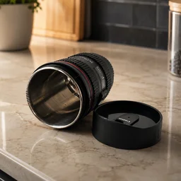 Camera Lens Coffee Mug – 350ml Travel Flask for Photographers