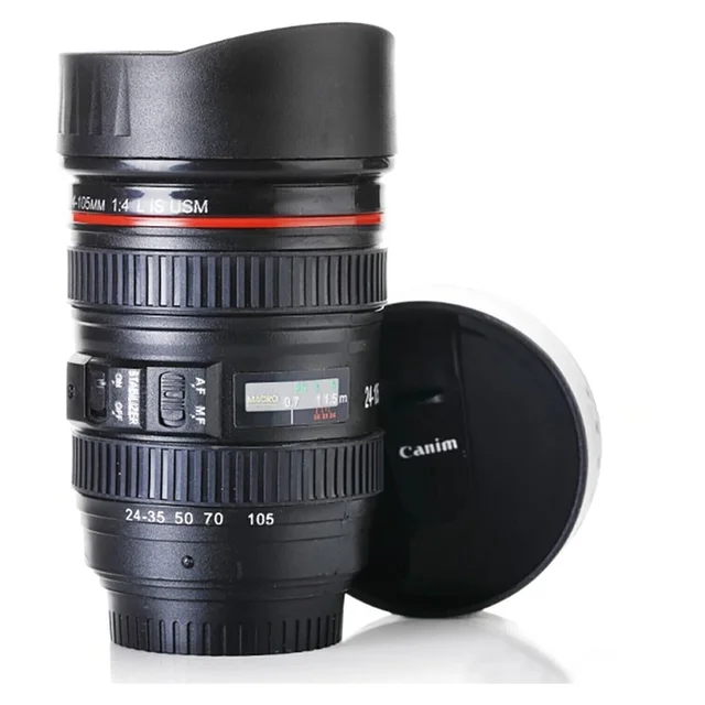 Camera Lens Coffee Mug – 350ml Travel Flask for Photographers
