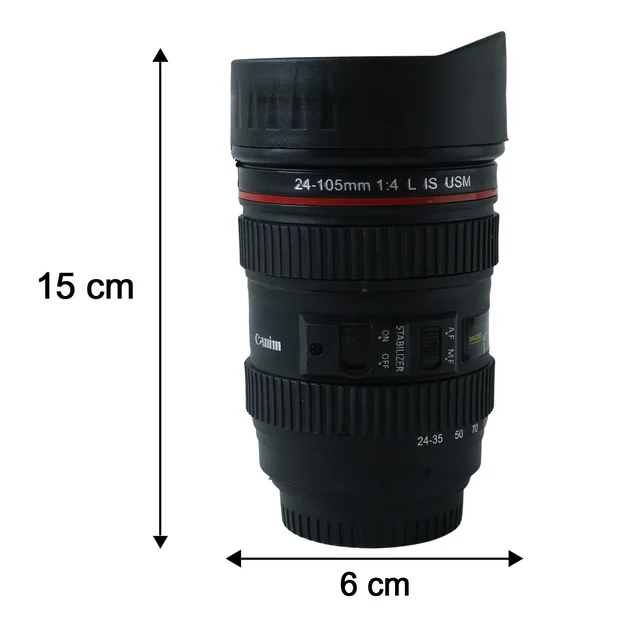 Camera Lens Coffee Mug – 350ml Travel Flask for Photographers
