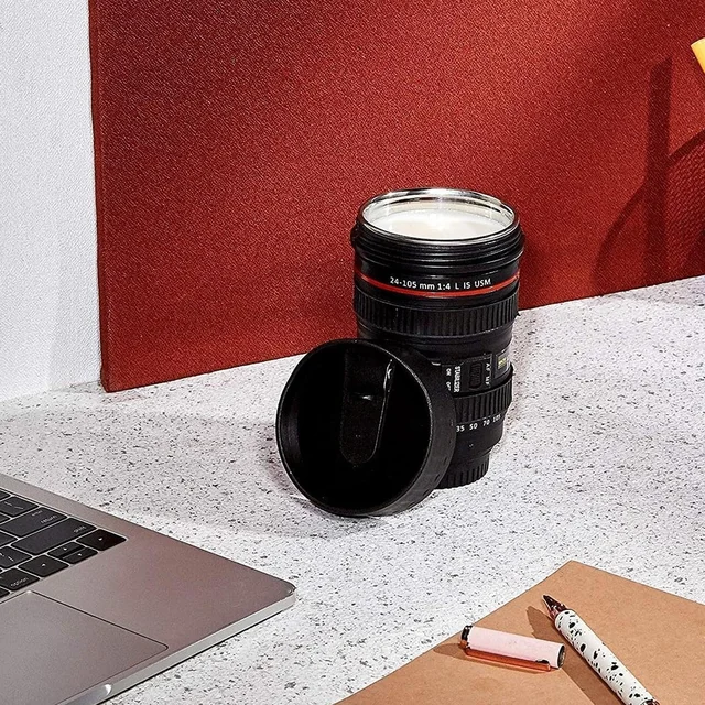 Camera Lens Coffee Mug – 350ml Travel Flask for Photographers