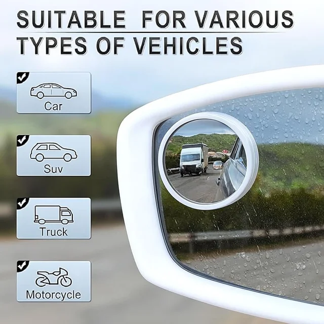 Car Blind Spot Mirror – White Round Set for Enhanced Safety