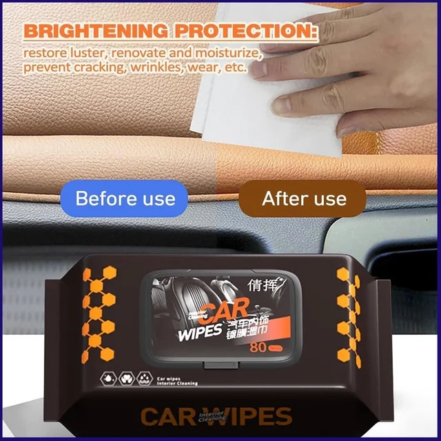 Car Cleaning Wipes – Dashboard & Interior Polish (80 Pcs) | Velvet Wheels