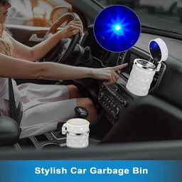 Car Cupholder Ashtray – LED Light, Lid & Portable Bin | Velvet Wheels