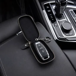 Car Key Case – Durable PU Leather with Zipper & Clip