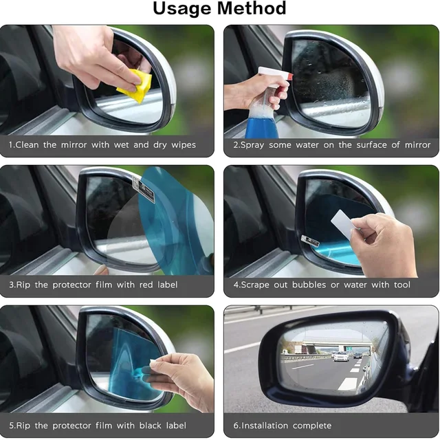 Car Mirror Anti Fog Film – Waterproof Clear Rearview & Side Mirror
