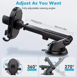 Car Mobile Holder – Adjustable 360° Suction Mount with One-Touch Lock