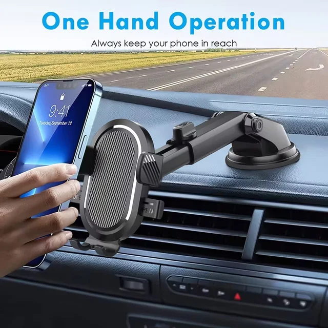 Car Mobile Holder – Adjustable 360° Suction Mount with One-Touch Lock