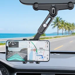 Car Rear View Mirror Phone Holder – 360° Adjustable & Retractable